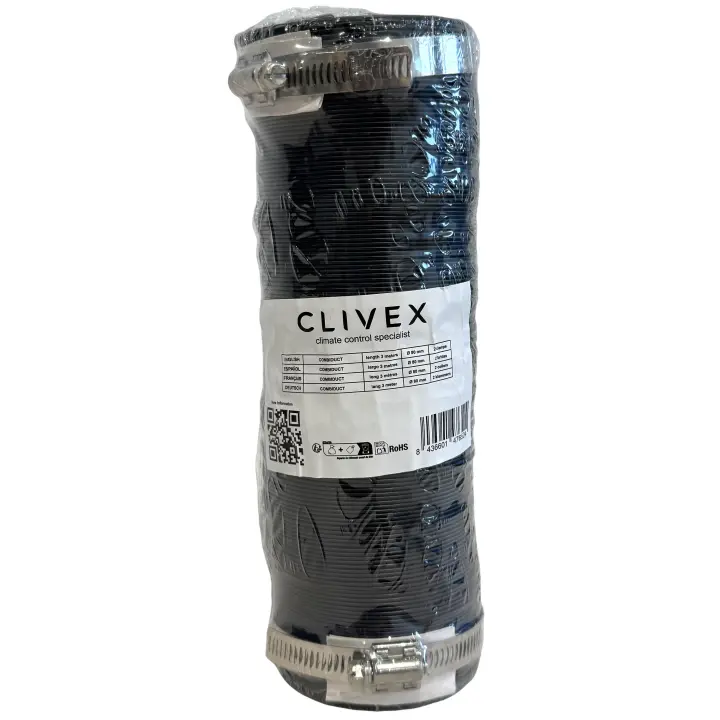 Tubo Flexible de aluminio y PVC Clivex Combiduct 80mm (3m) Abrazaderas incluidas Reduce el sonido de tu extracción o intracción de aire - 1