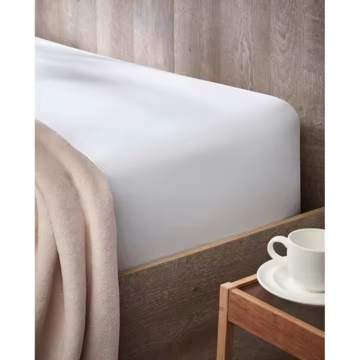 Sábana bajera ajustable 932 JERSEY, Color Blanco, 100% Algodón Ecológico, Atenas - 1