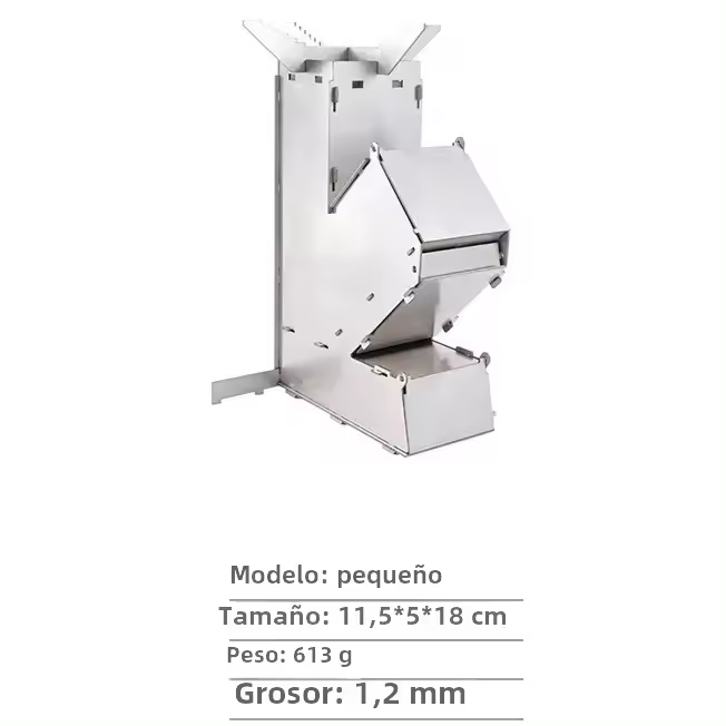 Estufa deRocket Plegable En Acero Inoxidable Con Ajuste De Admisión De Aire Durable Y Reliabilidad Para Diferentes Artículos De Ignición - 1
