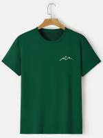 Camiseta De Verano Para Hombre 100% Algodón Deportiva Casual Con Patrón De Montaña Grande Cuello Redondo Manga Corta Transpirable Y Cómoda - details 4