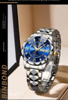 Reloj De Cuarzo Para Hombre BINBOND 2024 Auténtico Resistente Al Agua Con Espectro Nocturno Calendario Doble Y Puntos Diamantados Vidrio De Cristal Durável Estilo Lujo - details 3