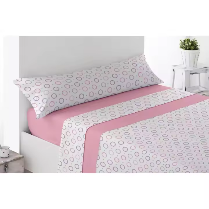 Bajera, Sábana Plana y 1 Funda de Almohada( cama 90-105-135-150-180), modelo círculo, Poliéster Microfibra - 1