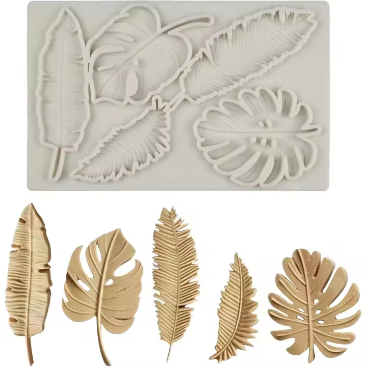 Hoja de Palma Molde Fondant, Molde de Silicona para Fondant 3D Hojas de Silicona Fondant Cake Mould para Decoración de Pasteles, Chocolate, Fondant, Galletas y Mousse - 1
