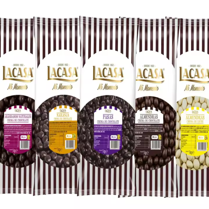 Lacasa pack 5kg deliciosas bolas de frutos secos con chocolate: Pasas de Corinto Negro,Almendra Negro,Almendra Blanco, naranja Negro,Arándanos Negro - 1