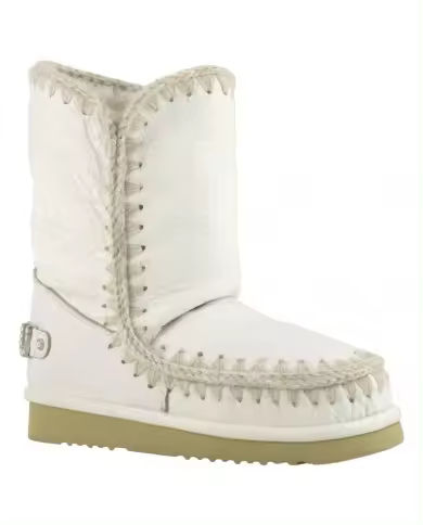 Botines de mujer Mou Eskimo 24 Rhinestones Logo Cuero Blanco - 1