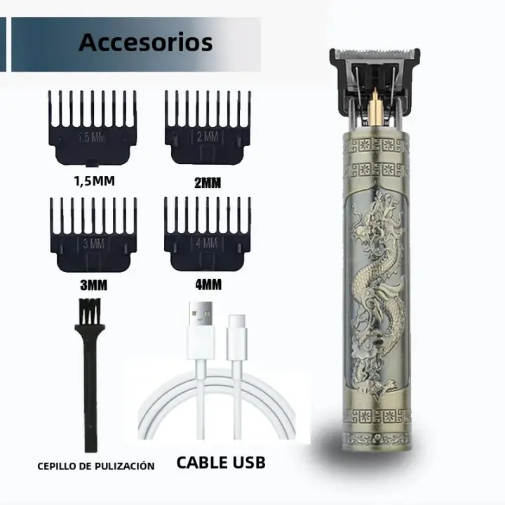 Máquina De Corte De Pelo Eléctrica Vintage T9 Profesional Recargable Para Hombres Barbero Trimmer De Buda Dragón - 1