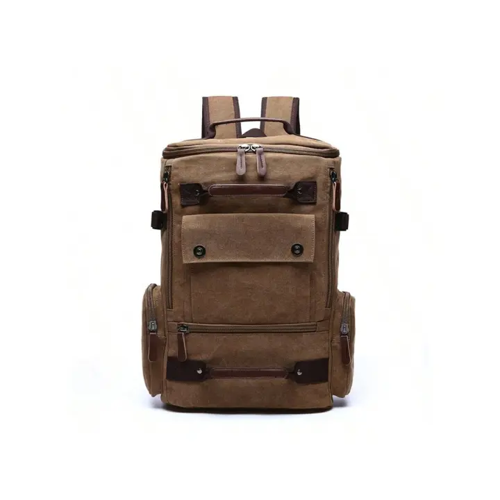 Mochila o bolso de lona, rectangular, color marrón, unisex, resistente, impermeable, ideal para tu día a día, trabajo, universidad o actividades al aire libre - 1