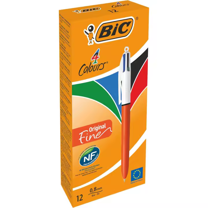 BIC Bolígrafo 4 Colores Original Fine Punta Media 1,0 mm (Caja de 12 Uds.) - 1
