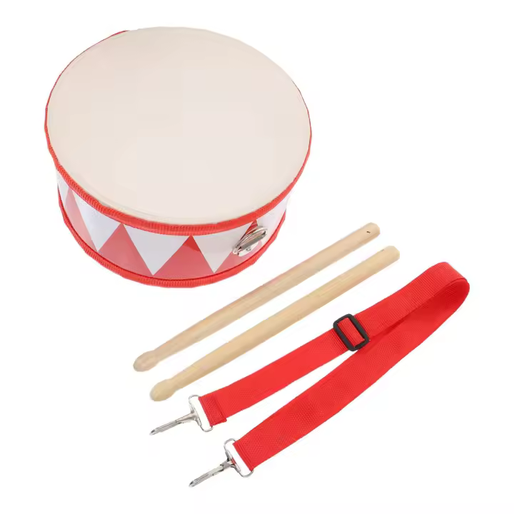 Caja de 8 pulgadas para niños Pequeños, estudiantes y principios, 1 Juego de Caja para niños, Tambor de rendimiento con Correa ajustable, baquetas de Madera, inimputto de percusión Orff, Tambor Educational de Aprendizaje temporal - 1