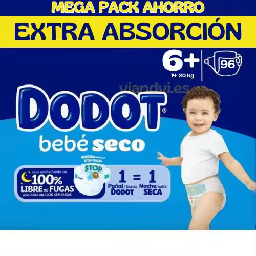 Dodot  Bebé Seco Extra Absorción Pañales Talla 3 a 6 Mega Pack Ahorro - 1