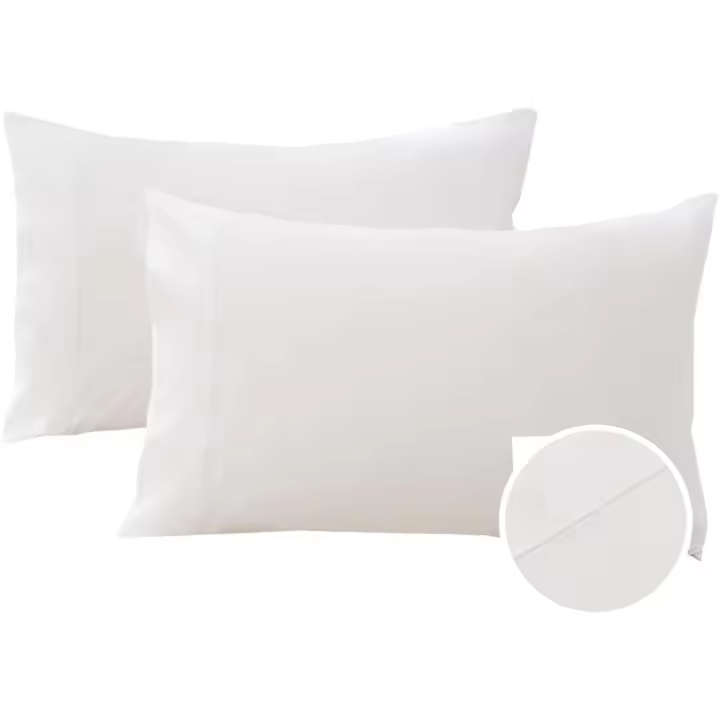 Fundas de almohada de Algodón Egipcio, transpirable, juego de 2 fundas de almohada de satélite de Lujo (Queen, Blanco) - 1