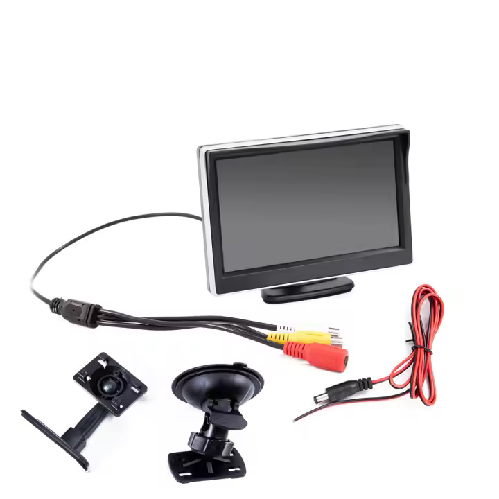 5 pulgadas Coche Monores TFT LCD HD digital 16:9 800*480 Pantalla 2 líneas de entrada vídeo para Reverse View DVD Cámara VCD - 1