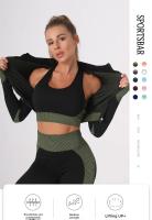 Traje de Yoga transpirable sin costuras para mujer, ropa de Fitness de verano, conjunto de tres piezas de secado ajustado, zapatos deportivos, accesorios de ropa - details 0