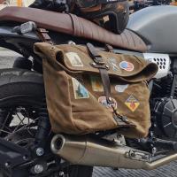 Bolsa De Silla Retro Para Motocicleta Impermeable Gran Capacidad Bolsa Lateral De Motocicleta De Lona De Cera Vintage - details 20