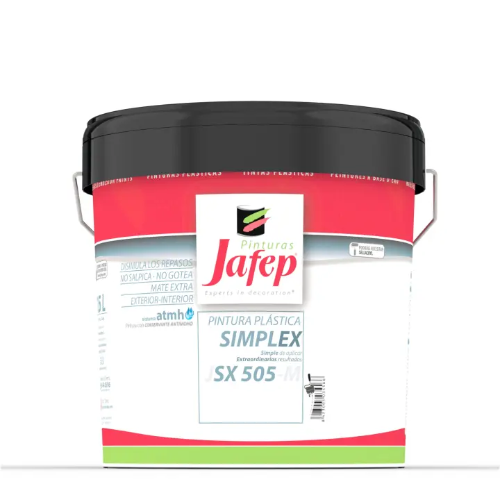 Simplex JSX 505 Jafep Pintura de fácil aplicación, mate profundo, pintura vinílica de agradable tacto y aplicación, lavable y de muy buena cubrición - 1