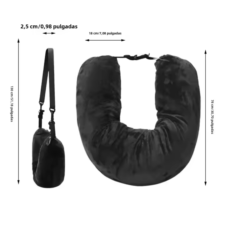 Almohada De Viaje Rechargeable Organizador De Fundas Rellenable Bolsa Portátil Para Avión Almohadilla De Cuello De Poliéster Y Algodón - 1