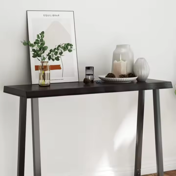 vidaXL Tablero mesa madera tratada borde vivo marrón 120x40x(2-6) cm - 1
