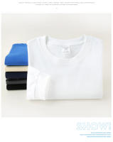 Camiseta De Algodón Puro De Manga Larga 260g Para Hombre Estilo Casual Cuello En V Solido Para Otoño E Invierno Top Suelto Para Pareja - details 7