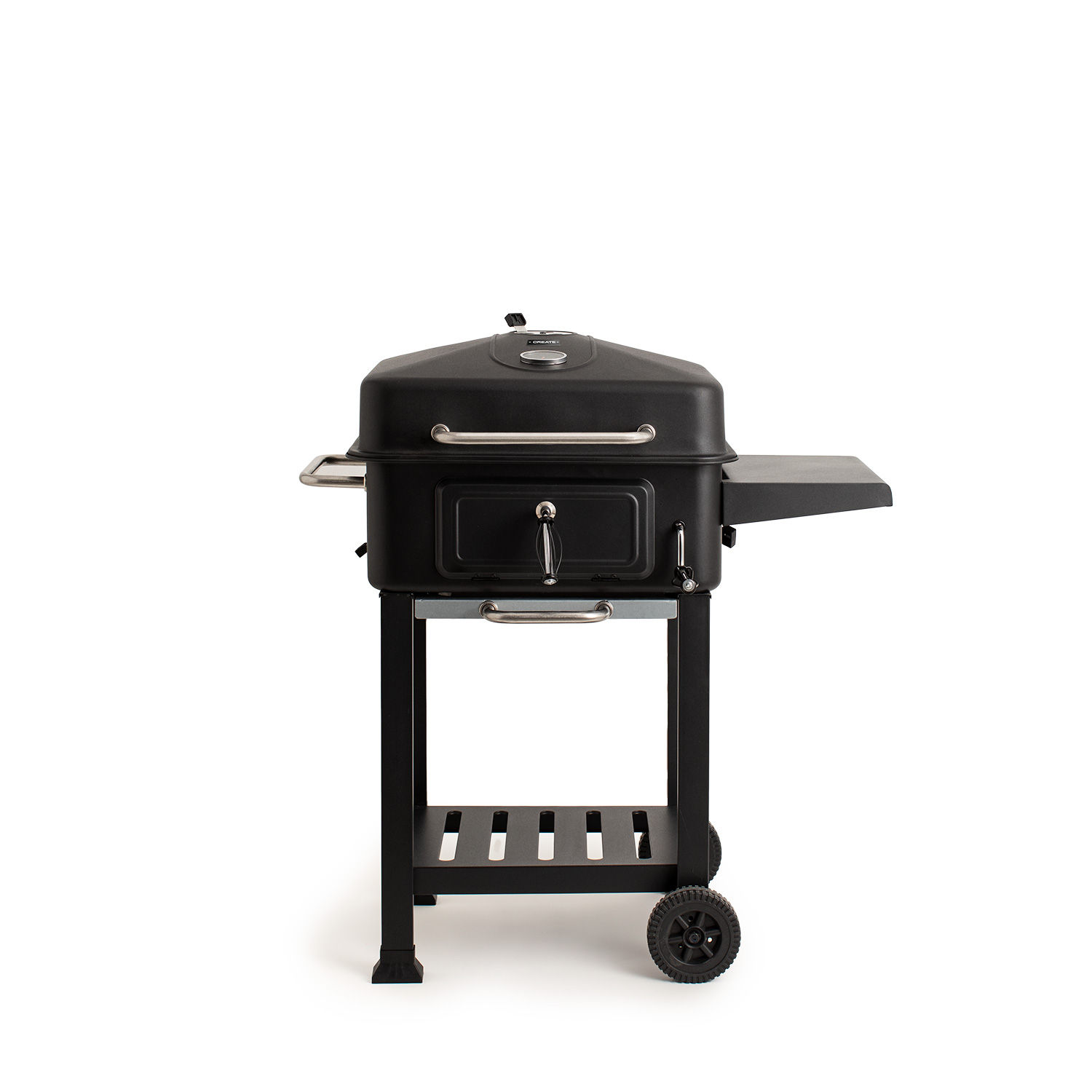 CREATE - Barbacoa ahumadora de carbón con regulador de brasas y mesa auxiliar plegable - BBQ SMOKEY PRO