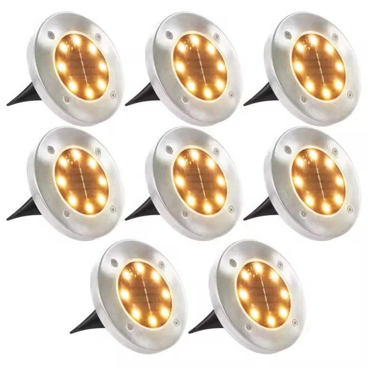 vidaXL Lámparas solares de suelo 8 unidades luces LED blanco cálido - 1