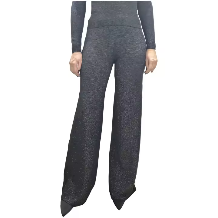 CARTA LIBERA - Pantalón Palazo de Punto en Lurex - 1