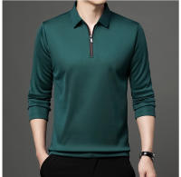 Camisa Polo De Manga Larga Color Sólido Para Hombre Con Cierre De Cremallera Cuello Polo De Algodón Moda Casual - details 7