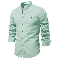 Camisa AIOPESON Para Hombre 100% Algodón De Calidad Superior Estilo Casual Manga Larga Color Sólido Primavera Y Otoño - details 9