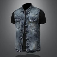 Chaleco De Mezclilla Casual Para Hombre Estilo 2025 Moda Elegante Color Sólido Con Hebilla Alta Calidad Boutique Todo Incluido - details 5