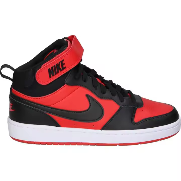 NIKE | Deportiva Nike Court Borough Mid 2 Infantil - Zapatilla Para Niño en Color Rojo y Detalles en Negro – Sneaker Casual con Cierre de Cordones y Velcro – Estilo Casual – Versátiles - Modelo CD7782-602 - 1