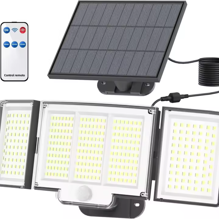 Lámpara Solar Exterior con 3 modos de iluminación 348LED Luz de pared con sensor de movimiento PIR impermeable para jardín y garaje - 1