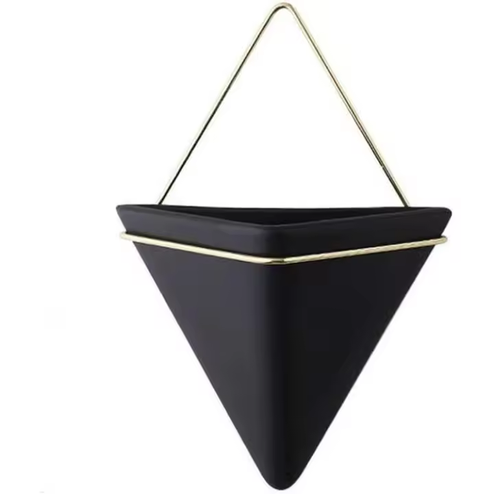 Plantador de pared de cerámica de plantas suculentas negras para plantas suculentas, plantas de aire, mini cactus - 1