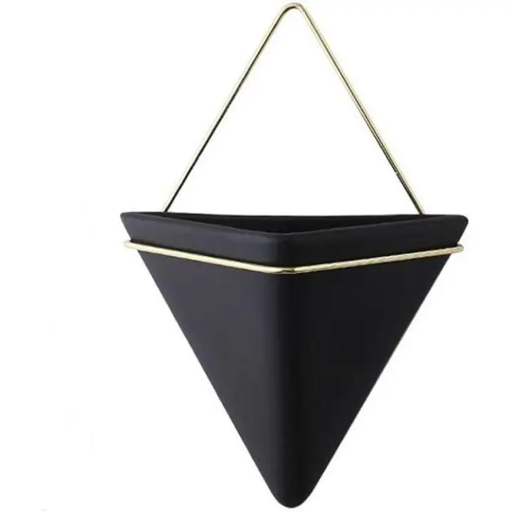 Plantador de pared de cerámica de plantas suculentas negras para plantas suculentas, plantas de aire, mini cactus - 1