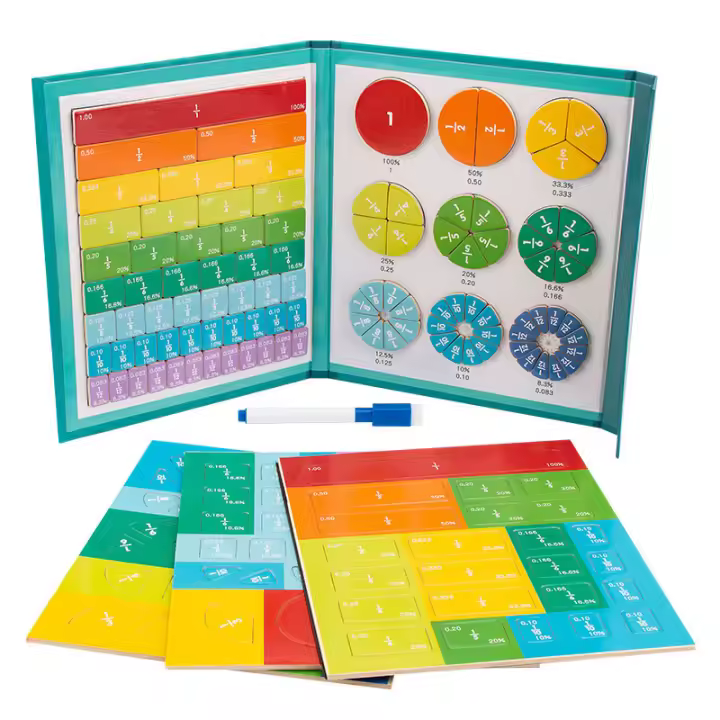 Juego De Aprendizaje De Matemáticas Con Fracciones Para Niños Tablero Magnético De Madera Educativo Para Enseñanza Religiosa Aritmética - 1
