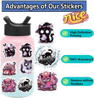 50PCS Pegatinas De Gato Negro Aesthetic Y Resistente Al Agua Para Botella De Agua Portátil Skateboard Y Teléfono Móvil - details 4