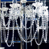 Larga Cadena De Cristal Con Anillos Y Ganchos De Plata Para Cortina De Cristal Transparente Con Bolas De Octágono - details 8