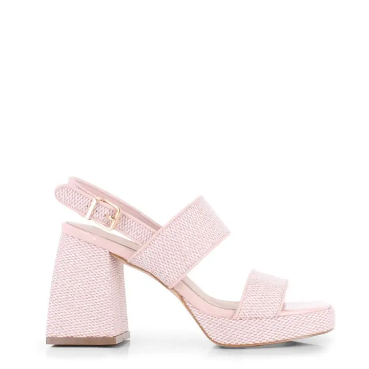 Blogger MILDRE Sandalias de tacón de mujer rosas en rafia 81301 - 1