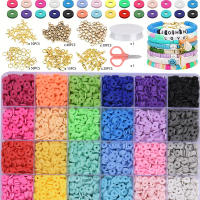 Kit De Abalorios De Arcilla Polimérica 3600PCS 6MM Colores Arcoíris Planos Para Hacer Pulseras Y Collares Bohemios Accesorios De Letras DIY - details 0