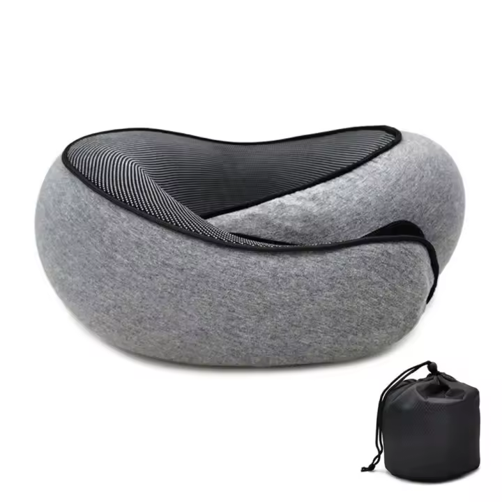 Almohada De Viaje De Espuma Memory Foam U-Cuadrada Soporte De Cuello Estilo Caracol Ajustable Suave Para Descanso Del Mediodía Y Sueño - 1