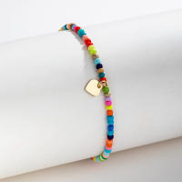 Anklet Bohemio Colorido Con Pendiente De Amor De Granos De Arroz Para Mujeres Material De Aleación De Hierro Y Resina - details 2