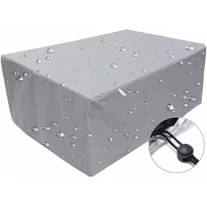 Funda para muebles de exterior, lona impermeable anti-UV a prueba de viento, funda protectora rectangular en tela Oxford 210D plateada- 120x120x74cm - 1