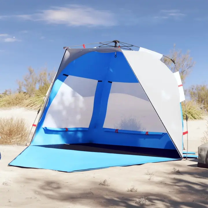 vidaXL Tienda de playa 3 personas impermeable apertura rápida azul - 1
