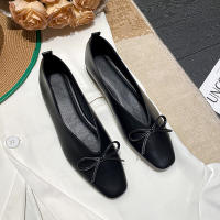 Zapatos Planos Elegantes De Mujer Con Punta Cuadrada Y Tacón Bajo Estilo Coreano Mary Janes Color Negro Suela Suave Para Oficina Y Carrera - details 4