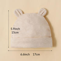 Gorros Unisex Para Bebés 3 Piezas Algodón 100% Suave Y Cómodo Moda Minimalista Abrigo De Invierno Talla Fitted 0-12 Meses Color Abricot - details 1