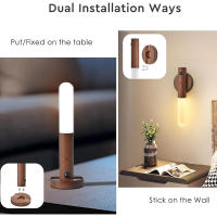 Luz Nocturna LED De Madera Con Sensor De Movimiento USB Recargable Dimmer 3 Temperaturas De Color Soporte De Pared Magnético - details 1