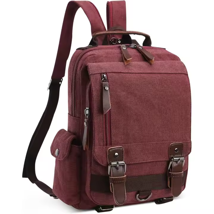 Mochipa vintage de moda para hombre, Bolso de hombre convertible para iPad de 12,9 pulgadas, Bolso de Lona informal para la Escuela, Viajes, Trabajo, senderismo, camping, mochipa de Lona para hombre. - 1