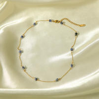 Encanto Gargantilla de acero inoxidable chapada en oro de 18 quilates con estaciones de piedra Natural, collares para mujer, dijes, Collar de cadena con cuentas hecho a mano, joyería - details 7