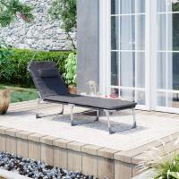Tumbona Plegable con Colchón de 3 cm y Parasol, Respaldo Inclinable, Ideal para Jardín, Piscina y Terraza, Gris Oscuro, Capacidad 150 kg, 193x53x29,5 cm - details 2