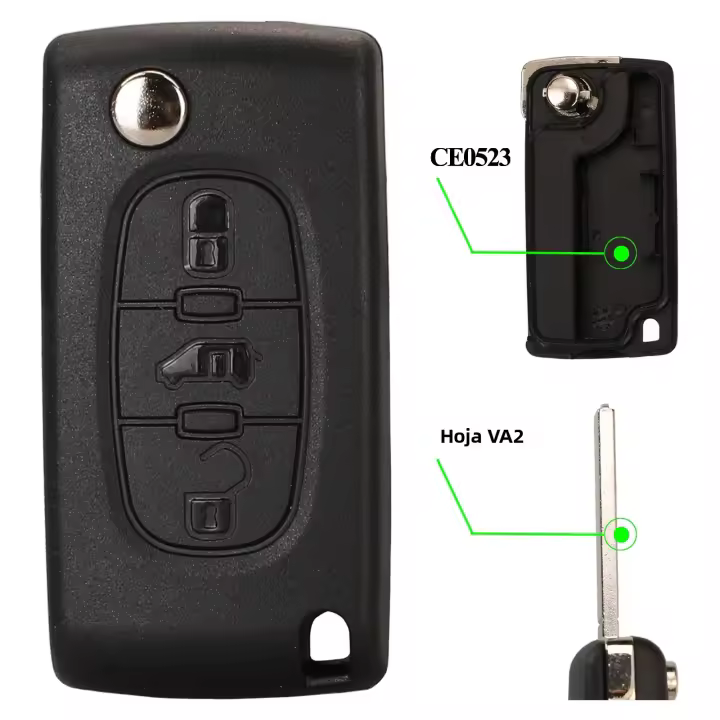 Carcasa De Llave Remota Jingyuqin Para Peugeot e-Expert Partner Citroen Berlingo Fiat Scudo 3 Botones Casco De Repuesto - 1