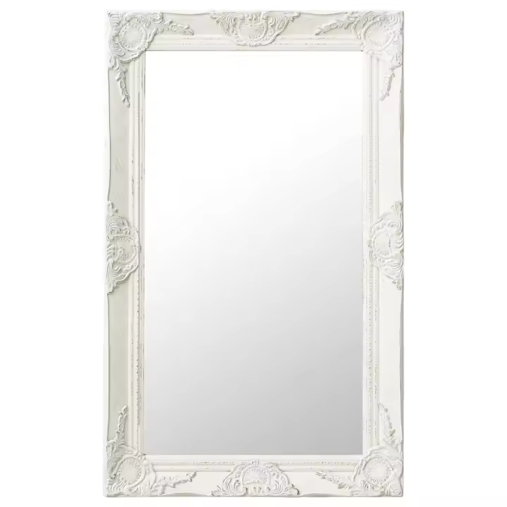 Espejo bañoEspejo de pared estilo barroco blanco 50x80 cm - 1