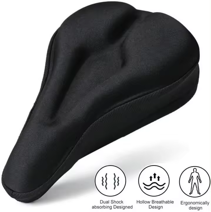 Cubierta de sillín de bicicleta, cojín de sillín de bicicleta de gel de silicona y cómodo para montaña, bicicleta de carretera, para hombres y mujeres - 1